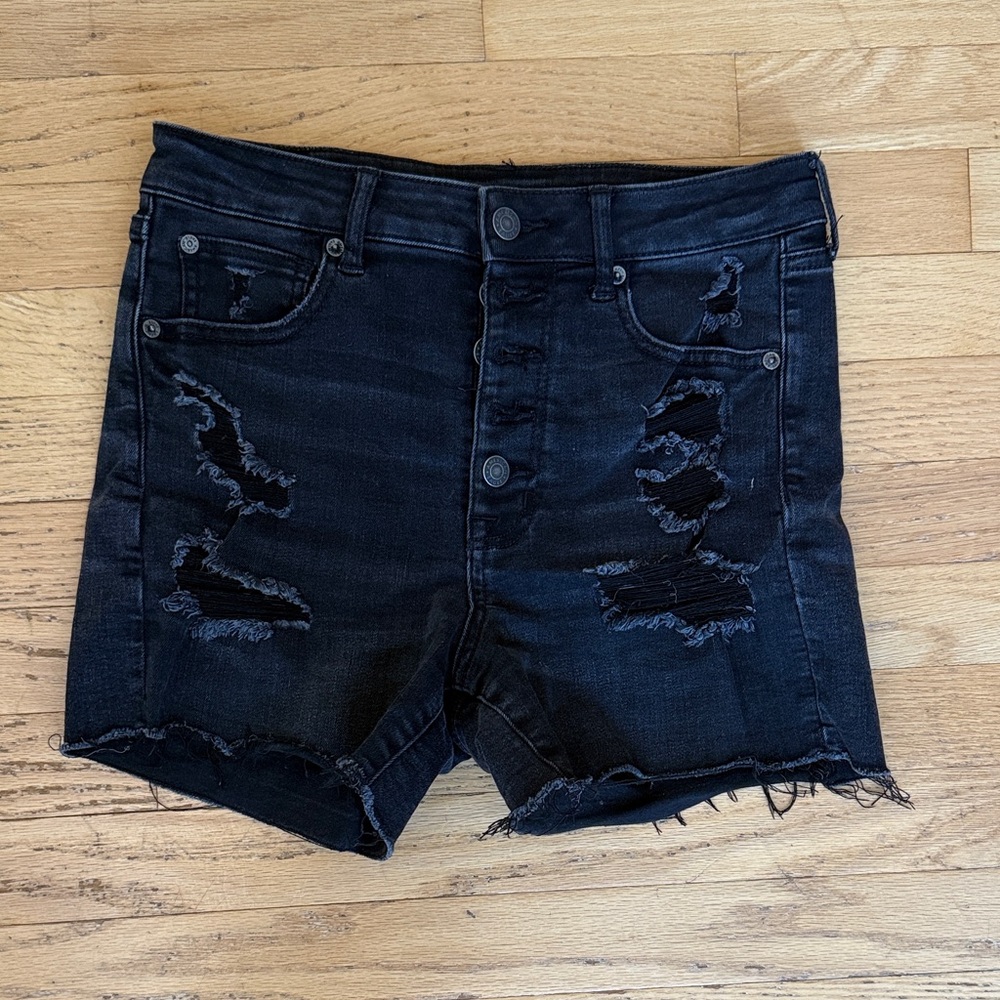 American Eagle Outfitters Black Distressed Jean Shorts